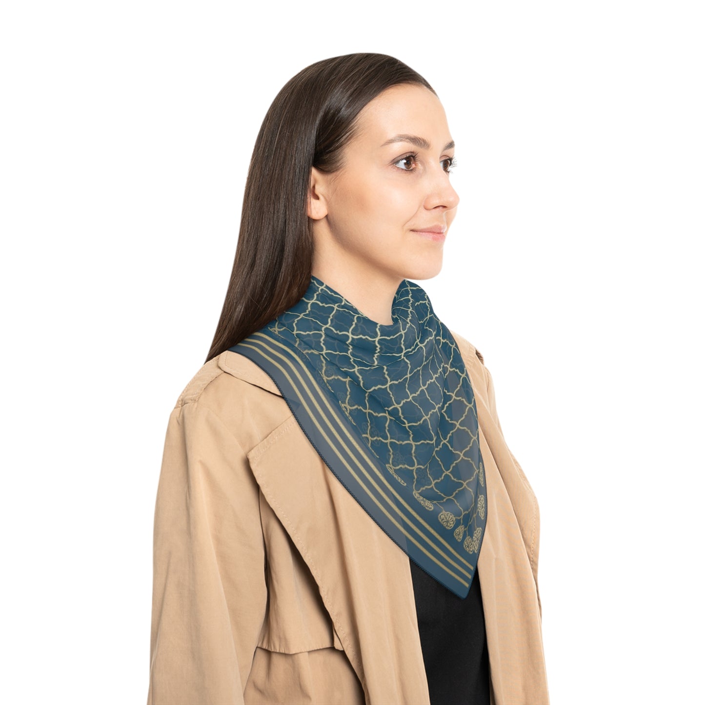 Elegant Poly Scarf with Geometric Patterns, Stylish Accessory, Gift for Her, Fashion Scarf for All Seasons, Lightweight Wrap for Every [...]