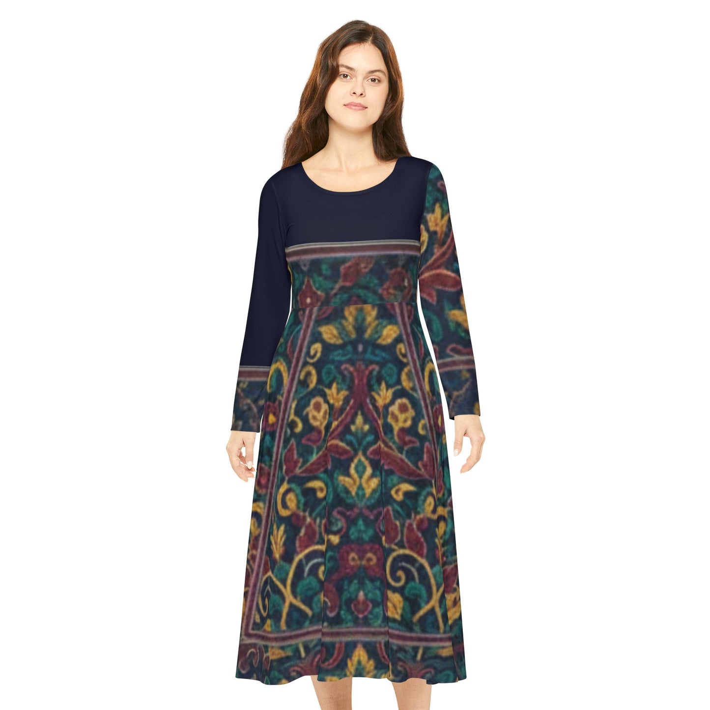 Bohemian Floral Women's Long Sleeve Dance Dress | Casual Outing, Evening Event, Dance Class, Wedding, Seasonal Celebrations