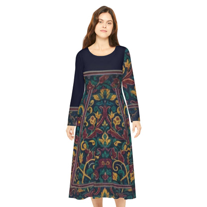 Bohemian Floral Women's Long Sleeve Dance Dress | Casual Outing, Evening Event, Dance Class, Wedding, Seasonal Celebrations