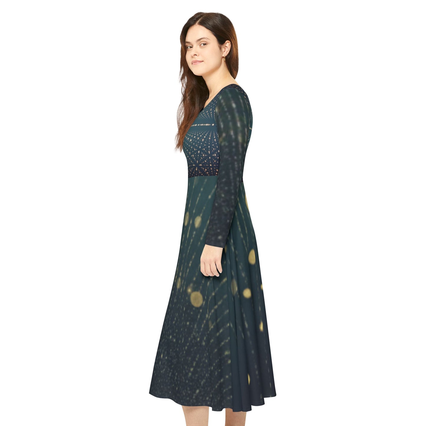 Sparkling Long Sleeve Dance Dress, Elegant Party Gown, Great for Performances, Holiday Celebrations, Stylish Dancewear