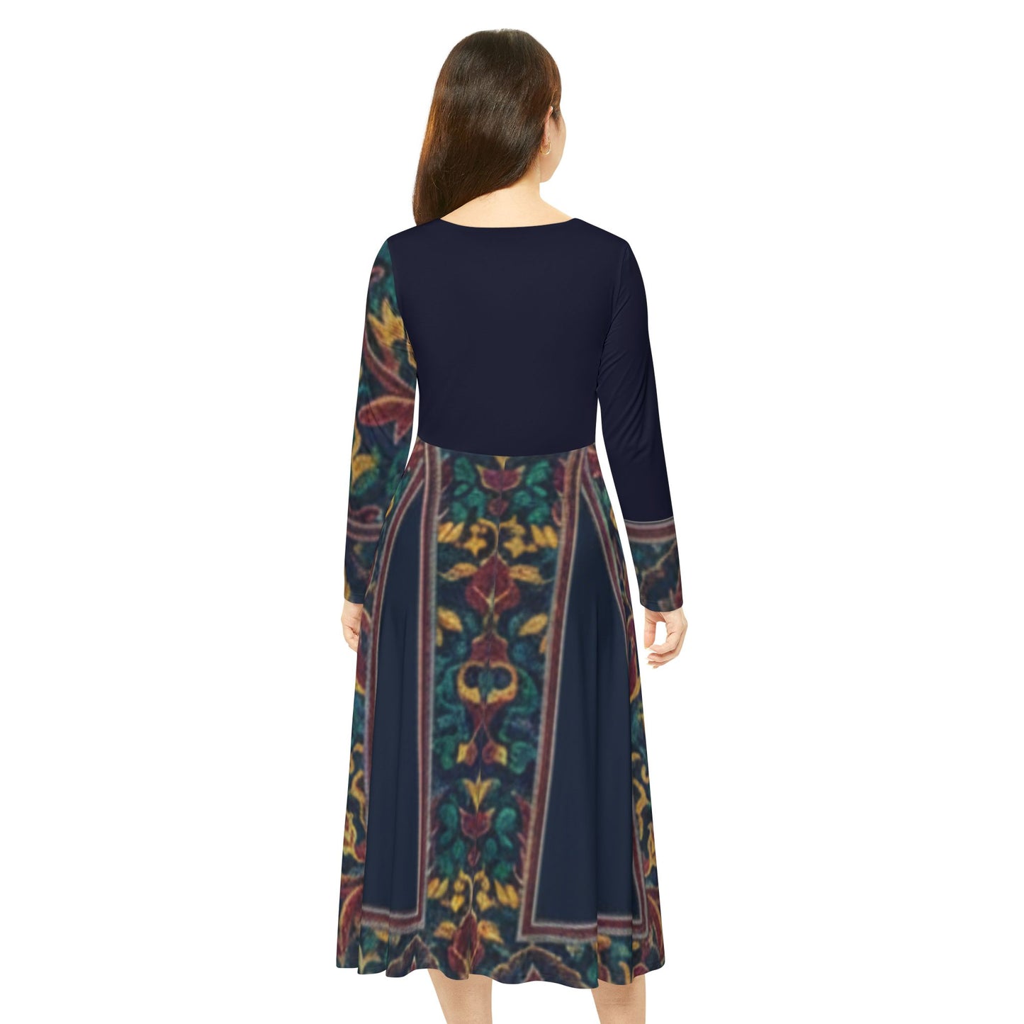 Bohemian Floral Women's Long Sleeve Dance Dress | Casual Outing, Evening Event, Dance Class, Wedding, Seasonal Celebrations