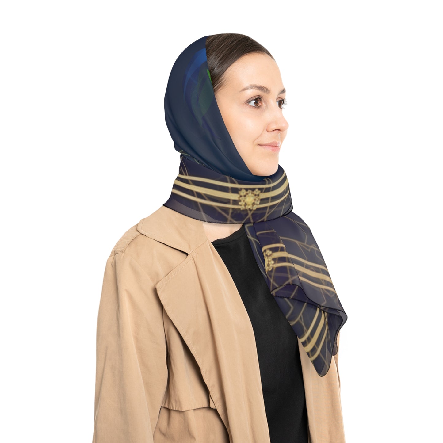 Elegant Floral Poly Scarf, Lightweight Fashion Accessory, Ideal Gift for Her, Perfect for Any Season, Stylish Wrap for Parties