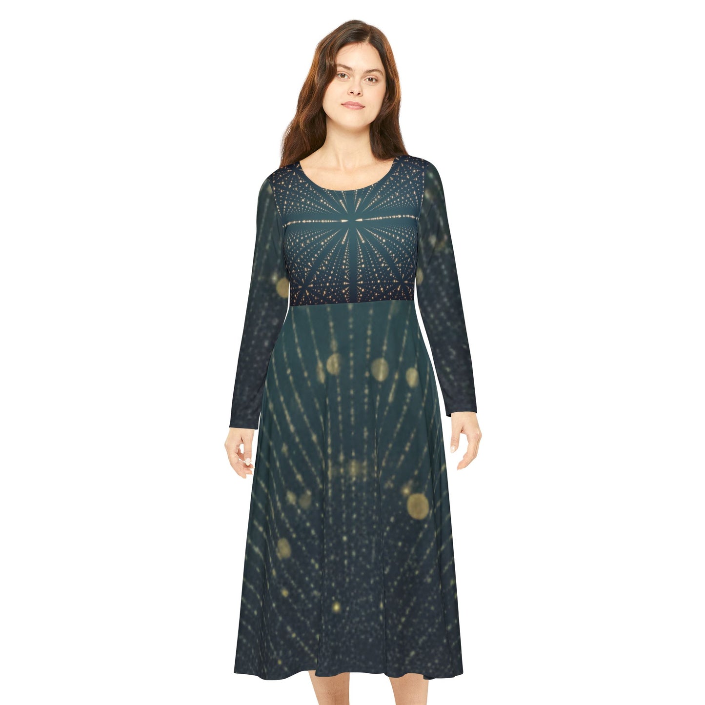 Sparkling Long Sleeve Dance Dress, Elegant Party Gown, Great for Performances, Holiday Celebrations, Stylish Dancewear