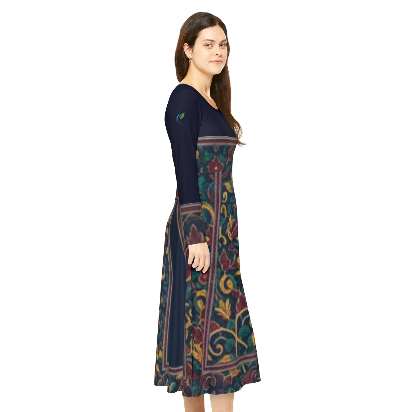 Bohemian Floral Women's Long Sleeve Dance Dress | Casual Outing, Evening Event, Dance Class, Wedding, Seasonal Celebrations