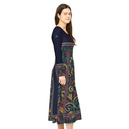 Bohemian Floral Women's Long Sleeve Dance Dress | Casual Outing, Evening Event, Dance Class, Wedding, Seasonal Celebrations