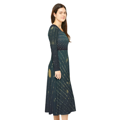 Sparkling Long Sleeve Dance Dress, Elegant Party Gown, Great for Performances, Holiday Celebrations, Stylish Dancewear