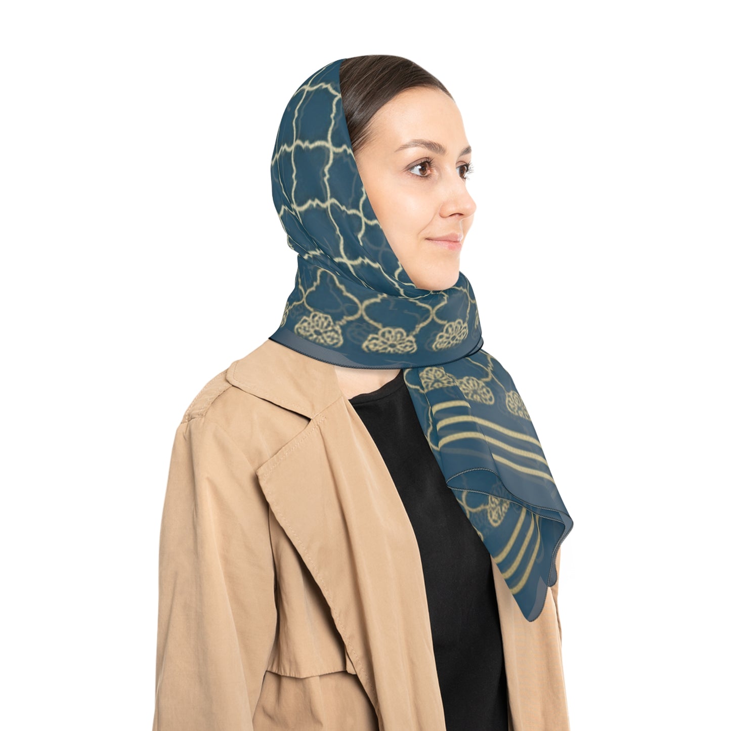 Elegant Poly Scarf with Geometric Patterns, Stylish Accessory, Gift for Her, Fashion Scarf for All Seasons, Lightweight Wrap for Every [...]