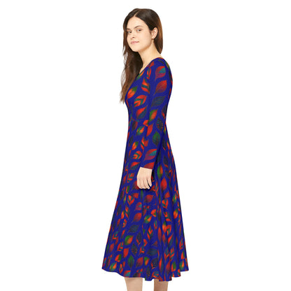 Dance Dress Leafs Long Sleeve Women's Dress