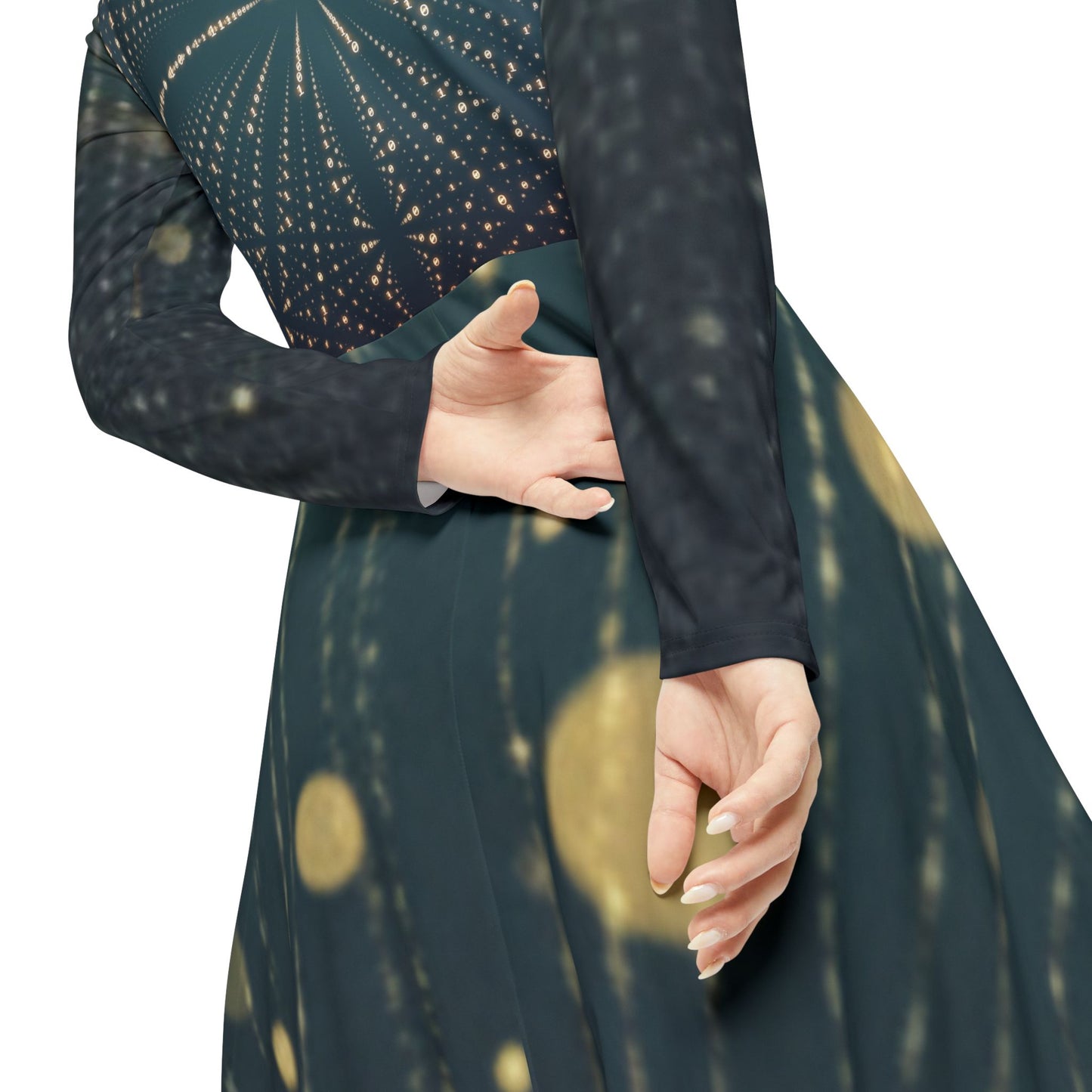 Sparkling Long Sleeve Dance Dress, Elegant Party Gown, Great for Performances, Holiday Celebrations, Stylish Dancewear