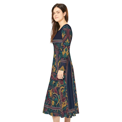 Bohemian Floral Women's Long Sleeve Dance Dress | Casual Outing, Evening Event, Dance Class, Wedding, Seasonal Celebrations