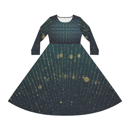 Sparkling Long Sleeve Dance Dress, Elegant Party Gown, Great for Performances, Holiday Celebrations, Stylish Dancewear