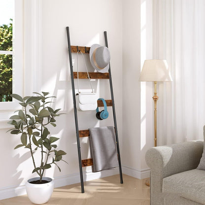 Wooden Wall Towel Rack For Living Room Blanket Ladder