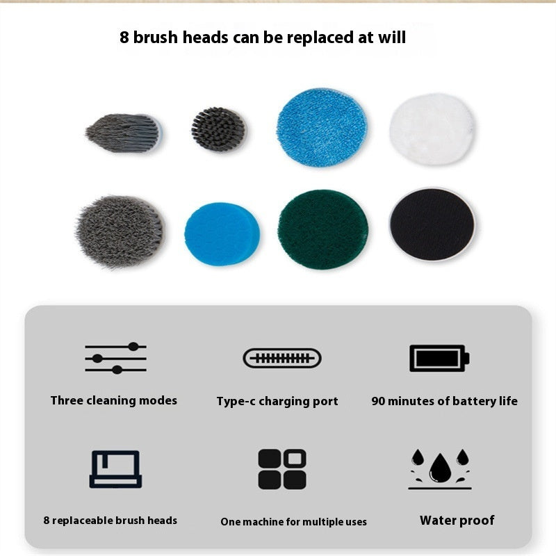 8 In 1 Display Screen The Third Gear Rotatable Night Light Multifunctional Waterproof Wireless Cleaning Brush
