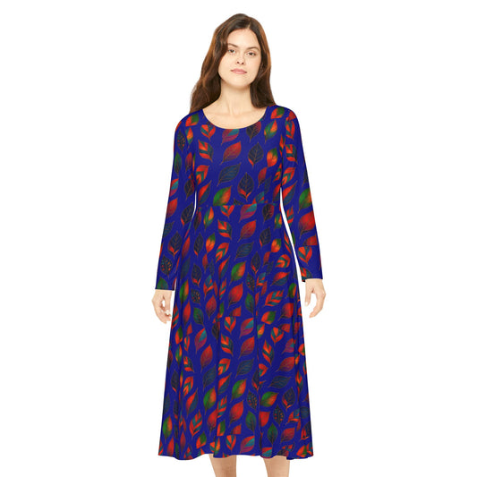 Dance Dress Leafs Long Sleeve Women's Dress