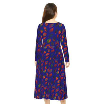 Dance Dress Leafs Long Sleeve Women's Dress