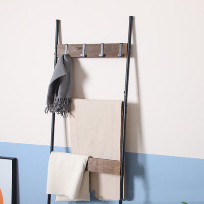 Wooden Wall Towel Rack For Living Room Blanket Ladder